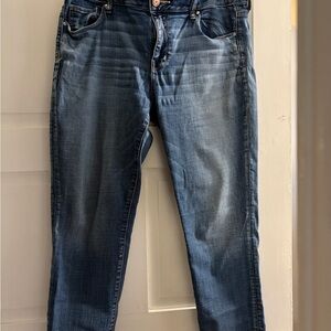 American Eagle Outfitters Dark Blue Denim Jeans with Copper Stitching